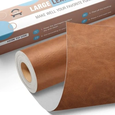 Afbeelding van Leder reparatie kit, 40 x 80 cm OAZ kunstleer zelfklevend, kit lederen patch zelfklevende patches voor autostoelen meubels sofa tassen,Neu Braun