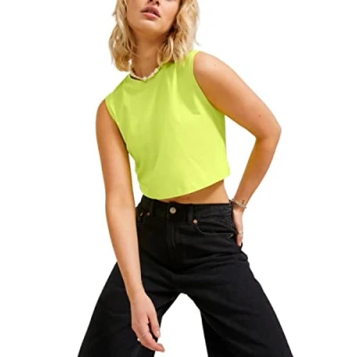 Afbeelding van JACK &amp; JONES Dames Jjxx Jxalvira Sl Slim Crop Every Tee Top, lime punch, M