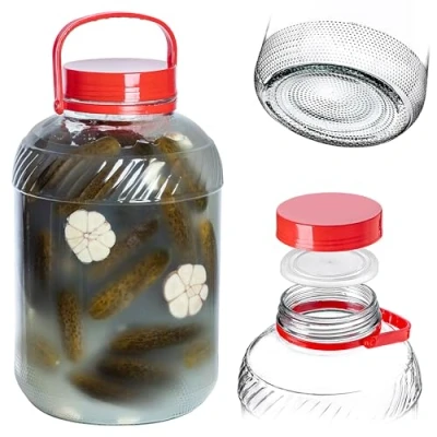 Afbeelding van KADAX glazen komkommerglas met deksel, inmaakpot, luchtdichte conservering, ballon, universeel glas, voorraadpot voor komkommers, opslag, weckpot, 10 liter, 1 stuk