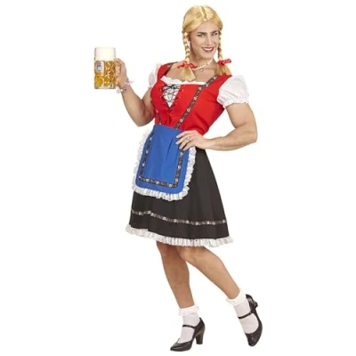 Afbeelding van Widmann Potloodventer &amp; Travestiet Kostuum Oktoberfest Dirnl Beiersmeisje Voor De Man Rood XXL Carnavalskleding Verkleedkleding