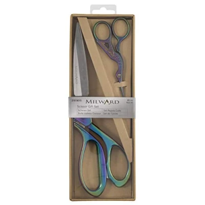 Afbeelding van Milwards 2189015 Premium geschenkset inclusief dressmaking schaar en ooievaar borduurschaar, regenboog, 20cm 9,5cm