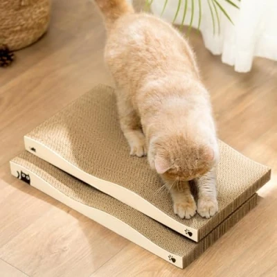 Afbeelding van Conlun Lot de 2 griffoirs pour chatKrabmat voor Katten van Golfkarton, Stevige en Duurzame krabplank karton Kraskarton Met Dubbelzijdig Gebruik, Recyclable Kattenkruid 2stuks
