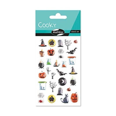 Afbeelding van Maildor CY038O Set met stickers Cooky 3D (1 vel, 7,5 x 12 cm, ideaal voor decoreren, verzamelen of cadeau geven, Halloween) 1 verpakking