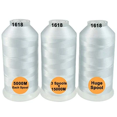 Afbeelding van New brothread Set van 3 Wit Kleuren Polyester Machine Borduurgaren Enorme Spoel 5000M voor Alle Borduurmachines