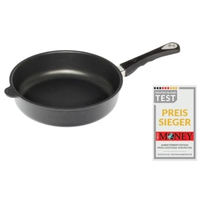 Afbeelding van AMT Gastroguss Koekenpan, 28 cm diameter, 7 hoog, stevige steel, geschikt voor inductie, Lotan® antiaanbaklaag, gietijzeren pan (gegoten aluminium), AMZN I 728