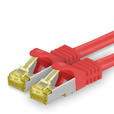 Afbeelding van Cat.7 Ethernet Cable Gigabit LAN Netwerkkabel RJ45 1m rood 1 stuk Cat7 Kabel netwerk ruwe 10 Gb s SFTP PIMF LSZH set Patchkabel met Rj 45 connector Cat.6a