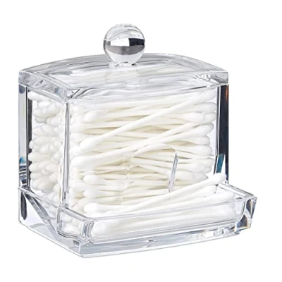 Afbeelding van Relaxdays wattenstaafjeshouder wattenstaafjes dispenser houder acryl oorstaafjes Doorzichtig, M