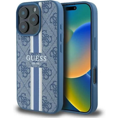 Afbeelding van Guess GUHMP16LP4RPSB iPhone 16 Pro 6.3&quot; blauw/blauwe hardcase 4G Printed Stripes MagSafe