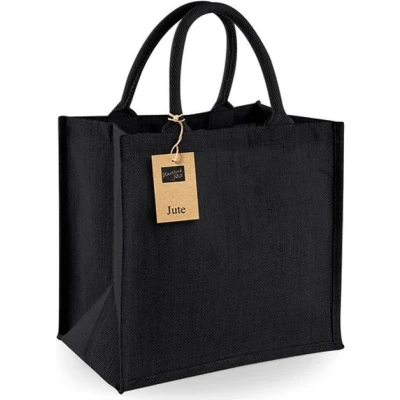 Afbeelding van Jute Midi Shopper (Zwart)