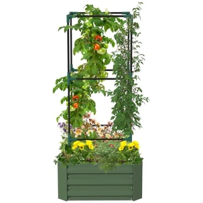 Afbeelding van Outsunny Hochbeet Stahl, Verzinkter Stahl Grün