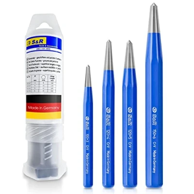 Afbeelding van S&amp;R splintdriver set 4 stuks: 3, 4, 5, 6 mm, CrV staal/MADE in GERMANY/gesmeed en gehard, slagvast, stevige kunststof doos