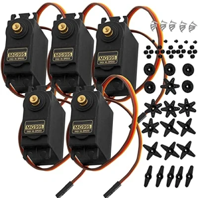 Afbeelding van AZDelivery 5 x MG995 Micro Digital Servo Motor voor RC Robots Helikoptervliegtuigen compatibel met Arduino inclusief E Book!