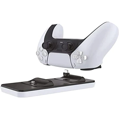 Afbeelding van DR1TECH GamePow+ Laadstation voor PS5 Dualsense controller met snel opladen, dubbel opladen van de draadloze PS 5, verwijderbare aansluitingen