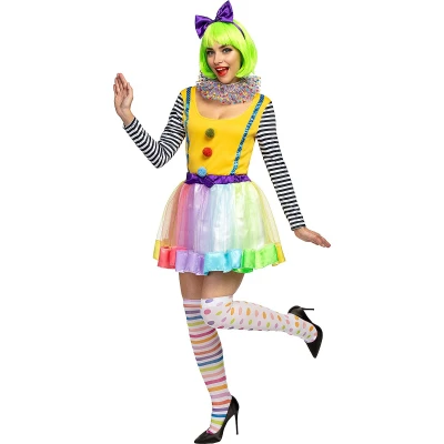 Afbeelding van FUNIDELIA Deluxe Clown kostuum voor vrouwen Maat: M Geel