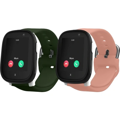 Afbeelding van kwmobile horlogeband geschikt voor Xplora X6 Play Maat S 2x siliconen armband fitnesstracker in petrol / oudroze