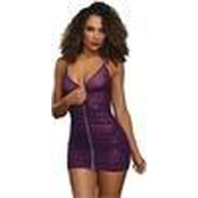 Afbeelding van Chemise and G String Diamond One Size Plum