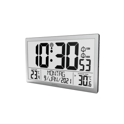Afbeelding van Technoline digitale wandklok WS 8113 373x228x30mm zilver met 1 buitensensor 30m TL WS8113