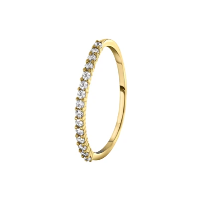 Afbeelding van Lucardi 925 Silver ROW OF 15 Zirconia Stones Ring goldcoloured, Dames, Maat: 49, Gold coloured