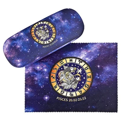 Afbeelding van VON LILIENFELD Brillenetui Brillenkoker Sterrenbeeld Stabiele Reinigingsdoek Glasses Case Art Vissen