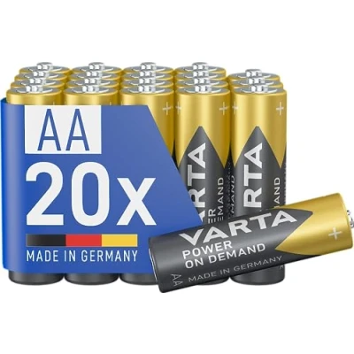 Afbeelding van VARTA Batterijen AA, verpakking van 20, Power on Demand, Alkaline, 1,5V, opslagpakket, flexibel, krachtig, voor computeraccessoires, Smart Home apparaten, Made in Germany