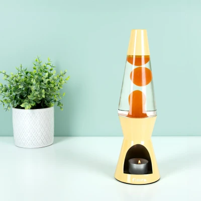 Afbeelding van Fisura Lavalampe met kaars. zonder elektriciteit. Gele lavalampe. Milieuvriendelijke lamp. Origineel cadeau. 29 cm x 8,5 (kaars niet inbegrepen)