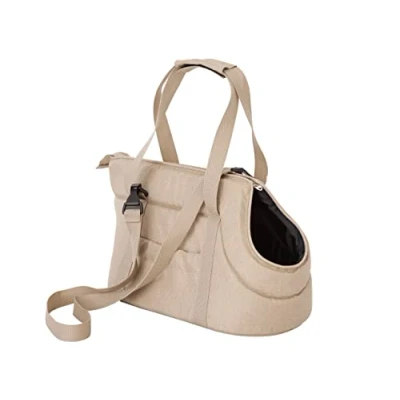 Afbeelding van Hondentas, handsfree reistas, transportbox, met zijzakken, kattentas, verstelbare schouderriem, beige, XL: 30 x 50 32 cm