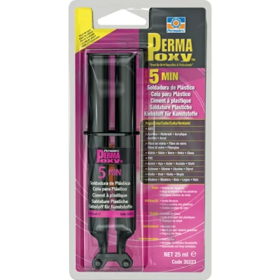 Afbeelding van Permatex 5 minute plastic welder epoxy 25 ml, wit zwart