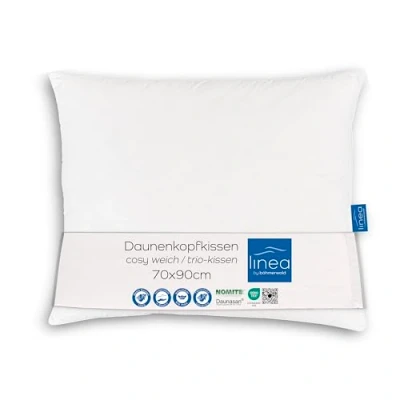 Afbeelding van Böhmerwald Exclusief hoofdkussen met drie kamers, buitenkant: 90% dons / 10% veren, binnenkant: 100% vulgewicht: 800 + 200 g, steuncomfort: zacht, 70 x 90 cm, 1 stuk (1 stuk), wit