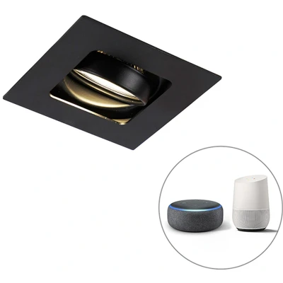 Afbeelding van QAZQA Moderne Smart inbouwspot zwart incl. WiFi GU10 Artemis