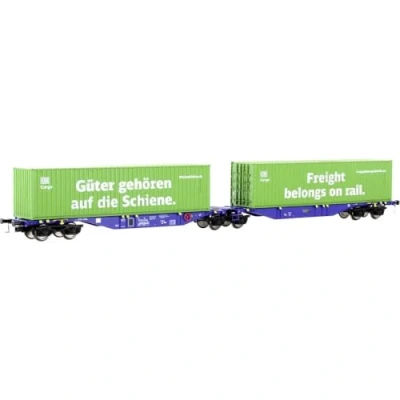 Afbeelding van Mehano 28398 HO containerwagen Sgmrss90 DB Cargo van de Ermewa