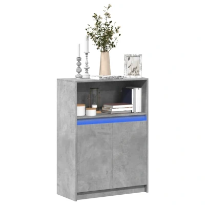 Afbeelding van Dressoir met LED 72x34x100 cm bewerkt hout betongrijs