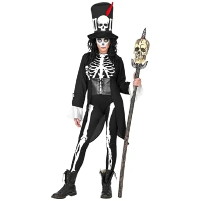 Afbeelding van Widmann Heks &amp; Spider Lady Voodoo Duistere Religie Kostuum Occulte Magie Priesteres Vrouw Zwart / Wit Large Halloween Verkleedkleding