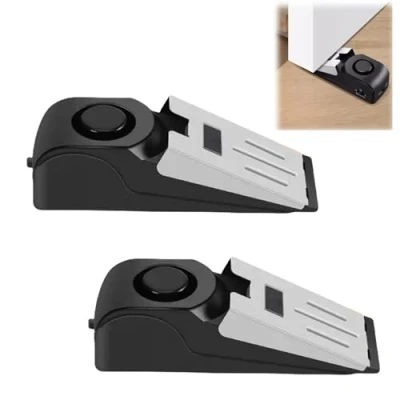 Afbeelding van Set van 2 deurstoppers, alarm, 120 dB, luide draagbare wig, ingangsalarm, deurstopper met antislip rubber en alarmwig voor deur, diefstalbeveiliging, veiligheid woonhuizen