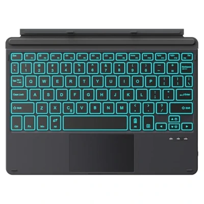 Afbeelding van MoKo Type Cover Fit Microsoft Surface Go 3 (2021)/Surface 2 2020/Surface 2018, slank draadloos Bluetooth toetsenbord met trackpad, 7 kleuren LED achtergrondverlichting, ingebouwde oplaadbare batterij zwart