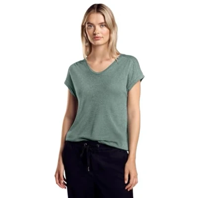 Afbeelding van Street One IM Glanzlook Tshirt basic, Dames, Maat: 34, Grün