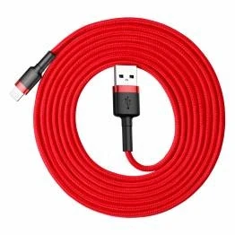 Afbeelding van Baseus Cafule stevig geweven Lightning kabel 2m Rood.