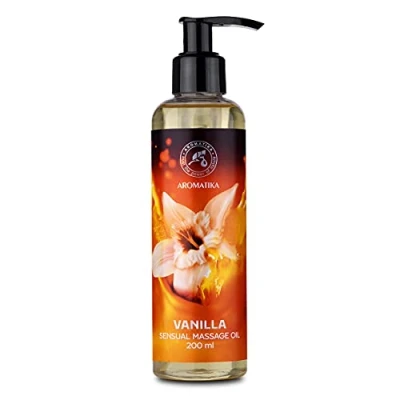 Afbeelding van Sensuele Massageolie vanille, 200 ml, lichaamsolie met amandelolie en druivenpitolie, eetbaar, natuurlijk, voor alle huidtypes, Kissable