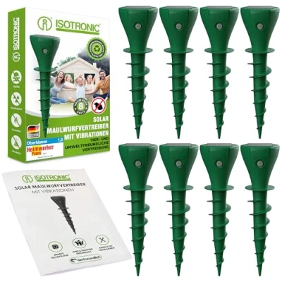 Afbeelding van ISOTRONIC mollenverjager op zonne energie om in te schroeven, voor de tuin, mollenverjager, woelmuizenverjager, woelmuisverjager, IP65 (8)