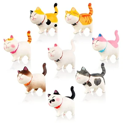 Afbeelding van Guichangkai 8 stuks realistische kattenbeeldjes, kattenfiguren speelgoedset, educatieve speelgoedset voor kinderen, jongens, meisjes, kattenliefhebber