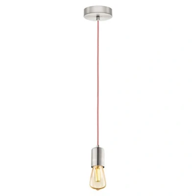 Afbeelding van Eglo Hanglamp Yorth pendel nikkel met roze snoer 32526