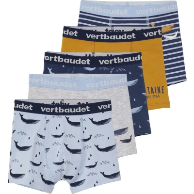 Afbeelding van Vertbaudet Set van 5 stretch jongensboxers walvissen