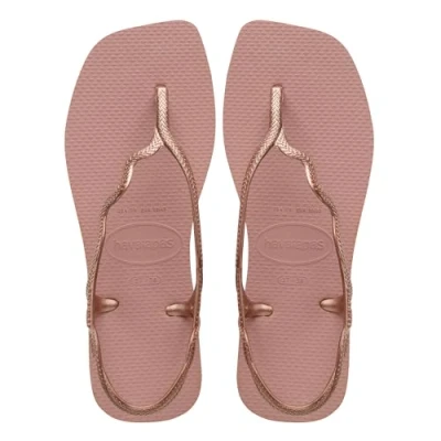 Afbeelding van Havaianas Soleil Elegante sandalen, duurzaam en comfortabel, T vorm, sluiting achter, golfriem zool met vierkante randen, voor dames, Boterroom, 33/34 EU