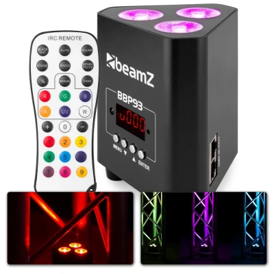 Afbeelding van BeamZ BBP93 accu Uplight 3x 10W met afstandsbediening