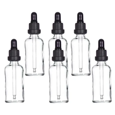 Afbeelding van Yizhao Transparant Glazen Druppelflesje 50ml, met Pipet Druppelaar, voor Essentiële olie, Aromatherapie, Cosmetica, Laboratorium, Apotheek, Reizen, Massage 6 Stuks