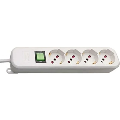 Afbeelding van BRENNENSTUHL Eco Line 1150749124 stekkerdoos met schakelaar en 4 universele stopcontacten (IT10/16A DE 16A) voor het bureau thuis of op kantoor kabel 1,4 m, wit