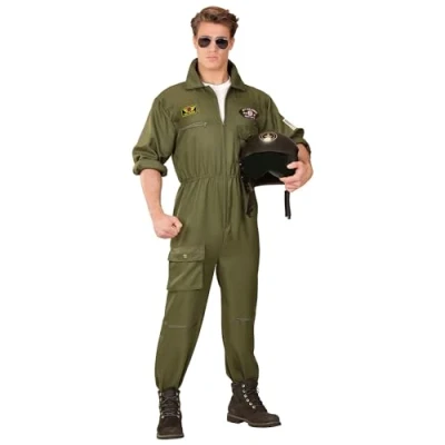 Afbeelding van Widmann Leger &amp; Oorlog Kostuum Gevechtspiloot Cruising Altitude Man Groen XL Carnavalskleding Verkleedkleding