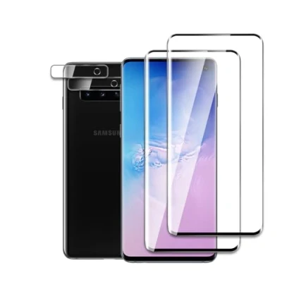 Afbeelding van Displaybeschermfolie van gehard glas, compatibel met Samsung Galaxy S10, 3D Curved Edge to Edge, hardheid 9H, schokbestendig, krasbestendig, 4 stuks