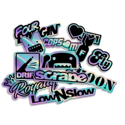 Afbeelding van Finest Folia JDM Stickerset voor auto, motorfiets, helm, Japan, stickerbomb, Japanse OEM sticker, tuning, autosticker, folie, zelfklevend, weerbestendig, R207 (stickervel 5, met hologram effect)