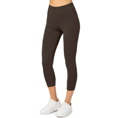 Afbeelding van Merry Style MS MS10 199 LE Dames Capri Leggings Sport Vrijetijdsbroek 3/4 Lengte Katoen Sporbroek Yogabroek Bruin XS