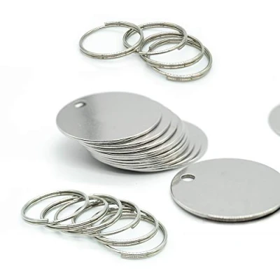 Afbeelding van 3cm Ronde Stempelen Blanks Roestvrij Staal Blanco Tags met Split Ring 25 Pack